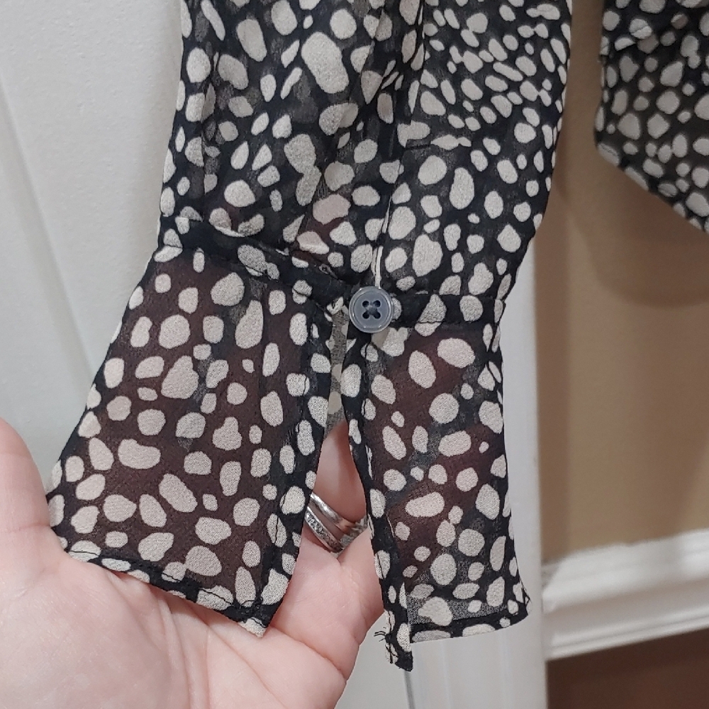 Ann Taylor Loft Black and White Ruffle Blouse - Picture 4 of 6